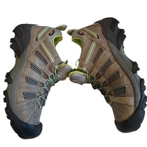 Keen Womens Voyageur 1010141 Brown Neon Lace Up Low Top Hiking Shoes Size 10.5 W